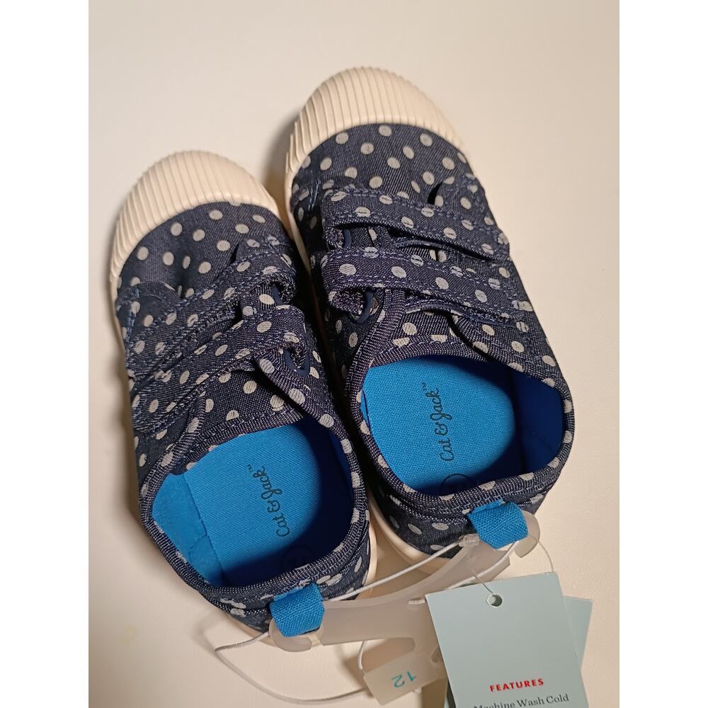 Cat & Jack Toddler Parker Sneakers - Navy Polka Dot - 12 - Picture 4 of 4